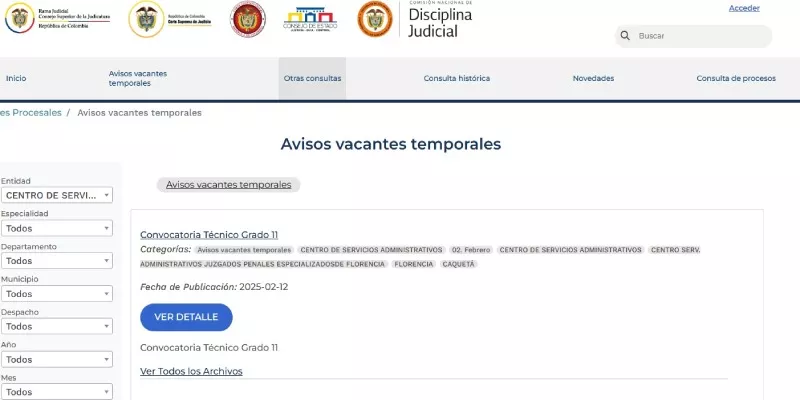 Así podrá conocer las vacantes temporales en la Rama Judicial